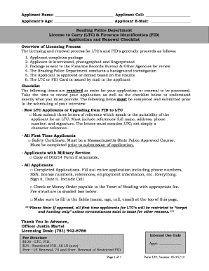 Massachusetts License to Carry Firearms Application