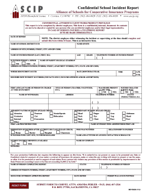 Confidential School Incident Report