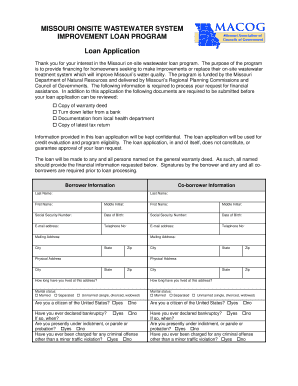Missouri Onsite Wastewater Improvement Loan Application
