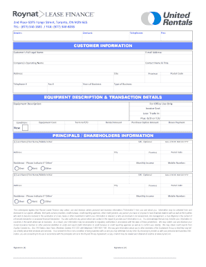 United Rentals Customer Finance Application
