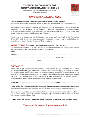 UK Gift Aid Declaration Form
