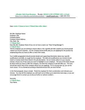 Job Application Cover Letter Template
