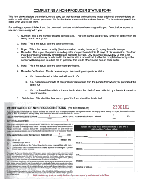 Non-Producer Status Form