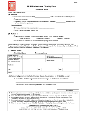 NUH Patientcare Charity Fund Donation Form
