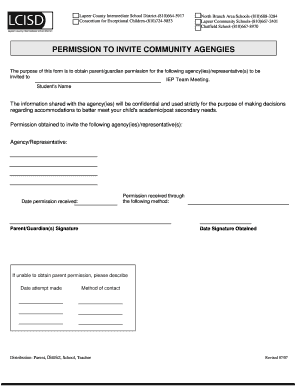 Permission to Invite Community Agencies