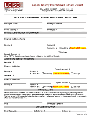 Authorization Agreement for Automatic Payroll Deductions