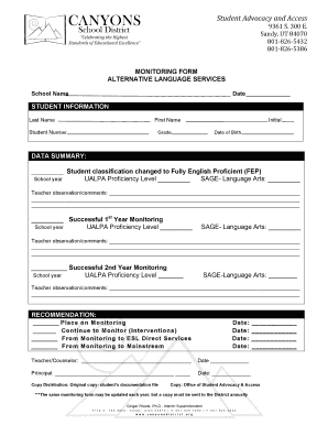 Student Advocacy and Access Monitoring Form