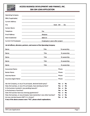 SBA 504 Loan Application Form
