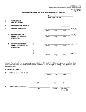 ACCESS Form 10 Demographic and Medical History Questionnaire