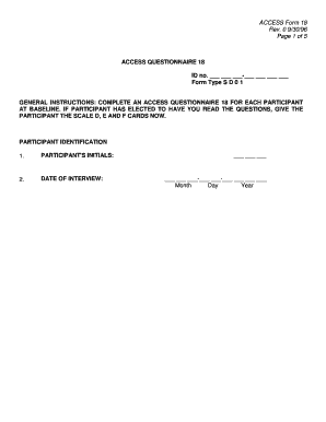 ACCESS Health Questionnaire 18
