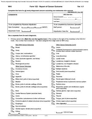 WHI Form 122 - Report of Cancer Outcome