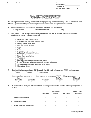 Trials of Hypertension Prevention Participant Evaluation