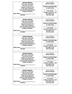 Jesus Mary and Joseph Spiritual Adoption Form