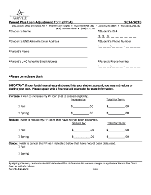 Parent Plus Loan Adjustment Form