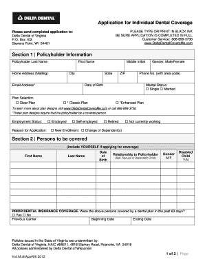 Delta Dental of Virginia Application