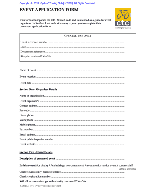 CTC Event Application Form