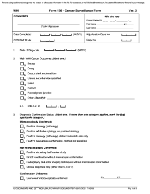 WHI Form 130 - Cancer Surveillance Form