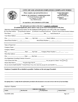 City of Los Angeles Employee Complaint Form