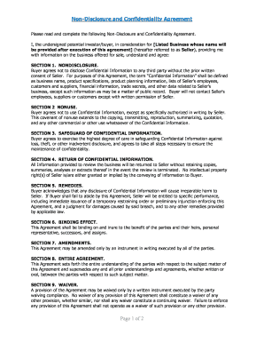 Non-Disclosure and Confidentiality Agreement