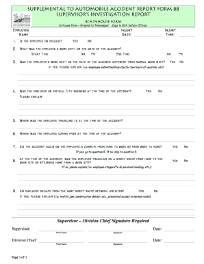 Supervisor's Automobile Accident Report Form