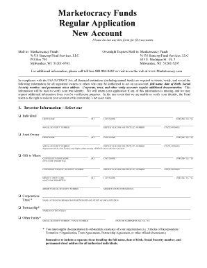 Marketocracy Funds New Account Application