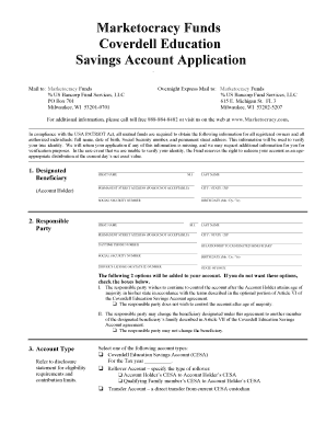 Coverdell Education Savings Account Application