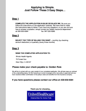 Colorado Health Insurance Application Form