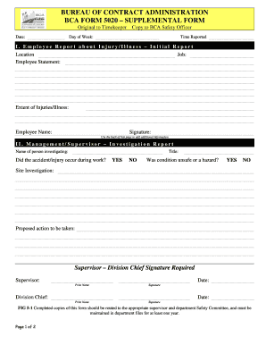 BCA Form 5020 - Employee Injury Report