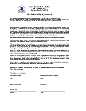 Confidentiality Agreement for Real Estate Listing