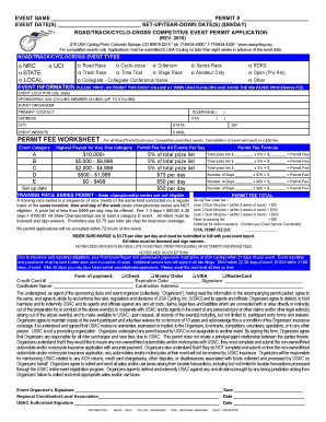 USA Cycling Road/Track/Cyclocross Event Permit Application
