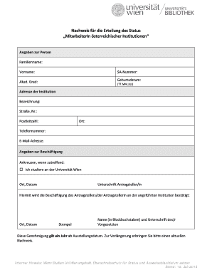 Nachweis für die Erteilung des Status