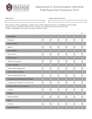 Field Supervisor Evaluation Form