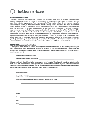 2016 ACH Audit Certification
