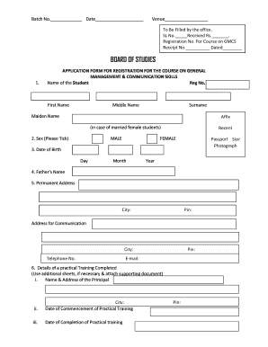 Application Form for GMCS Course Registration