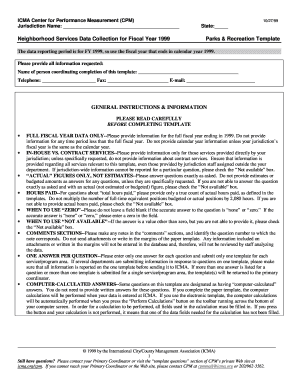 Neighborhood Services Data Collection for Fiscal Year 1999