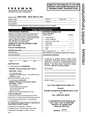 Freeman Exhibit Transportation Form