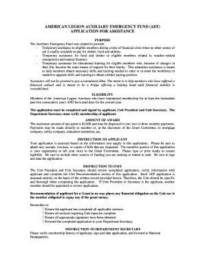 American Legion Auxiliary Emergency Fund Application