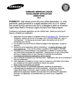 Samsung American Legion Scholarship Application