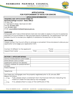 Application for Postponement of Rates for Seniors
