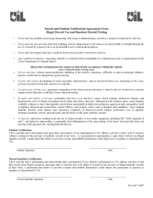 Texas Student Steroid Use Agreement Form