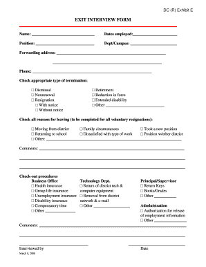 Employee Exit Interview Form