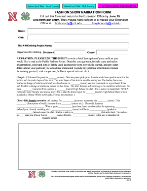 4-H Clothing Project Narration Form