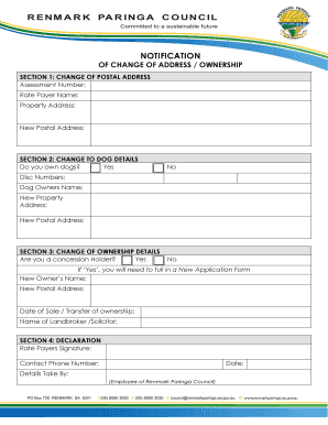 Change of Address or Ownership Notification