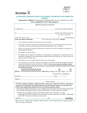 Tax Relief Donation Certificate
