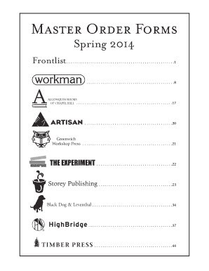 Spring 2014 Master Order Form