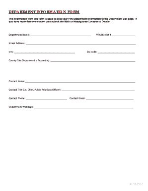 Fire Department Information Form