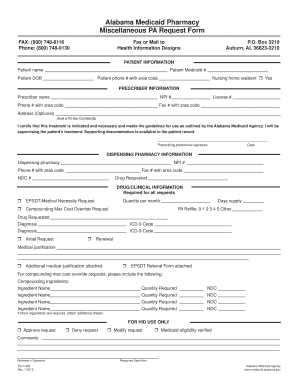 Alabama Medicaid Pharmacy PA Request Form