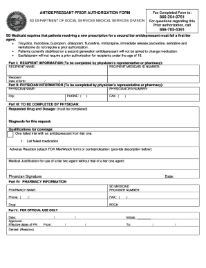 Antidepressant Prior Authorization Form