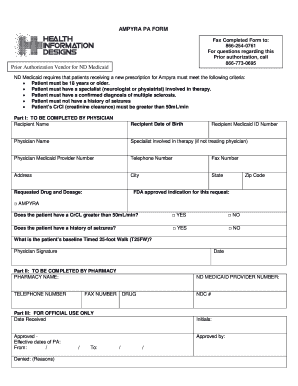 Ampyra Prior Authorization Form