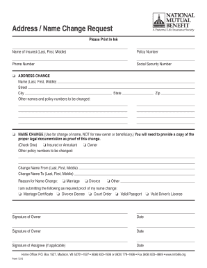 Address Name Change Request Form